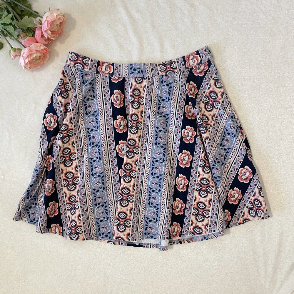 Hollister Multicolor Geometric A-Line Mini Skirt